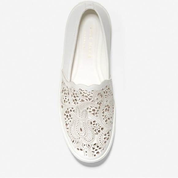 Cole Haan GrandPro GRAND.OS Spectator Laser Cut White Leather Sneakers Sz 11B - Picture 4 of 12
